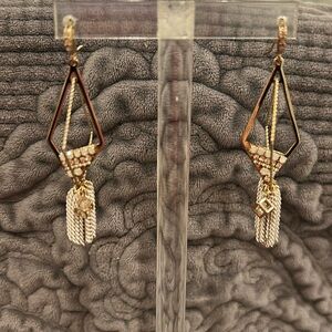 Designer Diamond in Diamond Opal Crystal with Fringe Earrings-Boutique